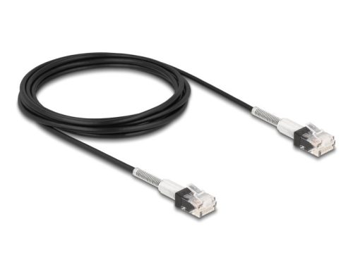 Delock RJ45 hálózati kábel dupla hajlítás védelemmel Cat.6A UTP Slim 3 m, fekete
