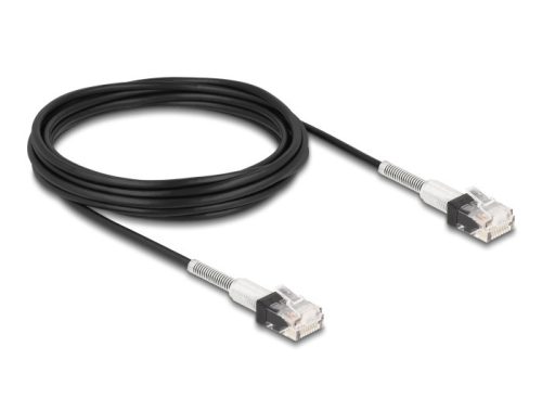 Delock RJ45 hálózati kábel dupla hajlítás védelemmel Cat.6A UTP Slim 5 m, fekete