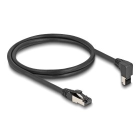   Delock RJ45 hálózati kábel Cat.8.1 S/FTP 90  fokban felfelé hajló / egyenes 1 m fekete (DL-80394)