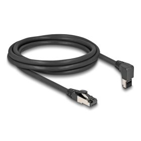   Delock RJ45 hálózati kábel Cat.8.1 S/FTP 90  fokban felfelé hajló / egyenes 2 m fekete (DL-80395)