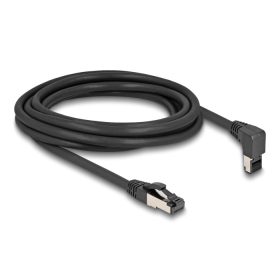   Delock RJ45 hálózati kábel Cat.8.1 S/FTP 90  fokban felfelé hajló / egyenes 3 m fekete (DL-80396)
