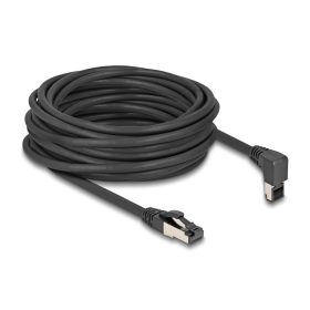   Delock RJ45 hálózati kábel Cat.8.1 S/FTP 90  fokban felfelé hajló / egyenes 10 m fekete (DL-80398)