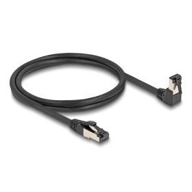   Delock RJ45 hálózati kábel Cat.8.1 S/FTP 90  fokban lefelé hajló / egyenes 1 m fekete (DL-80400)