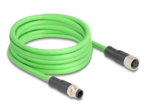 Delock Kábel M12 D kódolt 4 tűs apa - anya PUR (TPU) 5 m