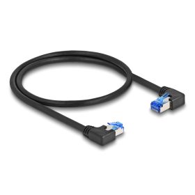   Delock RJ45 hálózati kábel Cat.6A S/FTP jobb / bal, hajlított, 0,5 m, fekete színű (DL-80420)