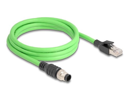 Delock Kábel M12 A kódolt 8 tűs apa - RJ45 apa PUR (TPU) 2 m