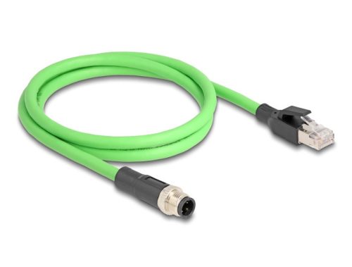 Delock Kábel M12 D kódolt 4 tűs apa - RJ45 apa PUR (TPU) 1 m