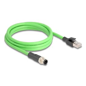   Delock Kábel M12 D kódolt 4 tűs apa - RJ45 apa PUR (TPU) 2 m (DL-80427)