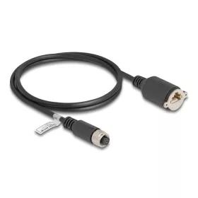   Delock M12 kábel A-kódú 8 tűs anya - RJ45 anya Cat.5e FTP installálásához 1 m, fekete (DL-80433)