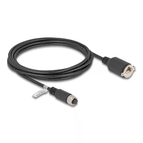   Delock M12 kábel A-kódú 8 tűs anya - RJ45 anya Cat.5e FTP installálásához 3 m, fekete (DL-80438)