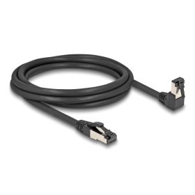   Delock RJ45 hálózati kábel Cat.8.1 S/FTP 90  fokban lefelé hajló / egyenes 2 m fekete (DL-80446)