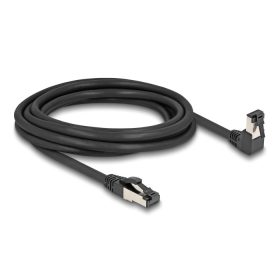   Delock RJ45 hálózati kábel Cat.8.1 S/FTP 90  fokban lefelé hajló / egyenes 3 m fekete (DL-80447)