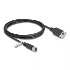   Delock M12 kábel D-kódú 4 tűs anya - RJ45 anya Cat.5e FTP installálásához 2 m, fekete (DL-80453)