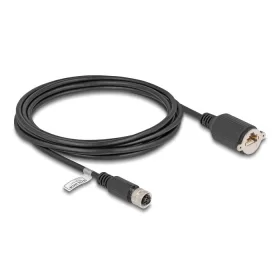   Delock M12 kábel D-kódú 4 tűs anya - RJ45 anya Cat.5e FTP installálásához 3 m, fekete (DL-80454)