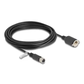   Delock M12 kábel D-kódú 4 tűs anya - RJ45 anya Cat.5e FTP installálásához 5 m, fekete (DL-80455)