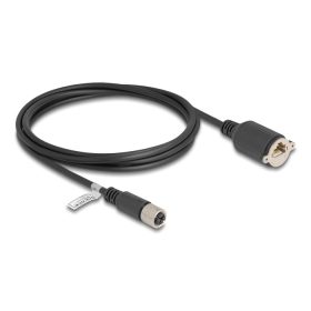  Delock M12 kábel X-kódú 8 tűs anya - RJ45 anya Cat.6A S/FTP installálásához 2 m, fekete (DL-80461)