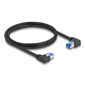   Delock RJ45 hálózati kábel Cat.6A S/FTP jobb / bal, hajlított, 1 m, fekete színű (DL-80464)