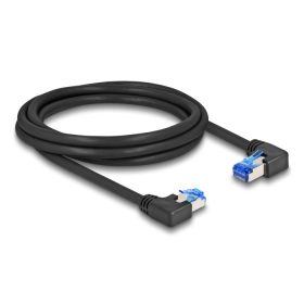   Delock RJ45 hálózati kábel Cat.6A S/FTP jobb / bal, hajlított, 2 m, fekete színű (DL-80465)