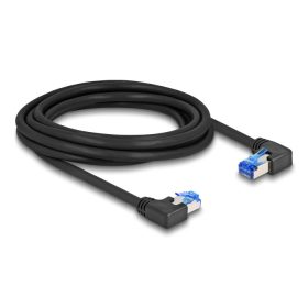   Delock RJ45 hálózati kábel Cat.6A S/FTP jobb / bal, hajlított, 3 m, fekete színű (DL-80466)