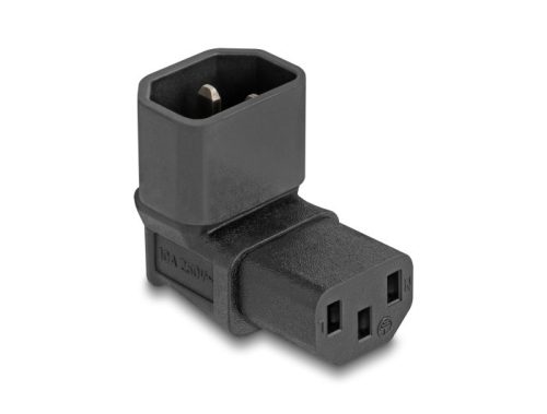 Delock Tápadapter IEC 60320 - C14 - C13, apa / anya, 10 A, 90 -ban hajlított