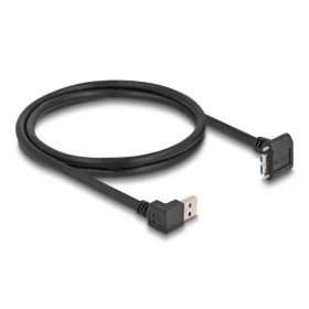   Delock USB 5 Gbps kábel A-típusú USB apa 90 -ban lefelé hajlított   Mikro-B-típusú USB apa csavarokkal 90 -ban lefelé hajlított 1 m fekete (DL-80482)