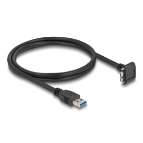   Delock USB 5 Gbps kábel A-típusú USB apa egyenes   Micro-B USB apa csavarral 90 -ban felfelé hajlított 1 m fekete (DL-80483)