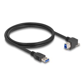   Delock USB 5 Gbps kábel A-típusú USB apa egyenes   B-típusú USB apa csavarral 90 -ban jobbra hajlított 1 m fekete (DL-80484)