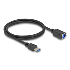   Delock USB 5 Gbps kábel A-típusú USB apa   B-típusú USB anya installációhoz 1 m, fekete (DL-80485)