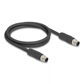   Delock M12 kábel L-kódolt 4 tűs apa - apa PUR húzóláncokhoz alkalmas 1 m fekete (DL-80514)