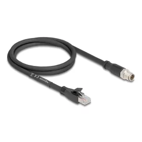   Delock M12 kábel X-kódolt 8 tűs apa - RJ45 apa Cat.5e S/FTP flexibilis 1 m fekete (DL-80577)