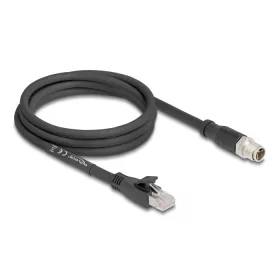   Delock M12 kábel X-kódolt 8 tűs apa - RJ45 apa Cat.5e S/FTP flexibilis 2 m fekete (DL-80579)