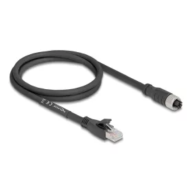   Delock M12 kábel X-kódolt 8 tűs apa - RJ45 anya Cat.5e S/FTP flexibilis 1 m fekete (DL-80589)