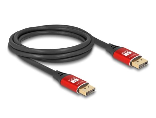 Delock DisplayPort kábel 8K 60 Hz 2 m piros fém