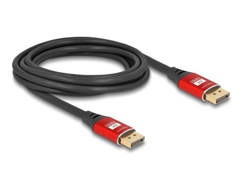 Delock DisplayPort kábel 8K 60 Hz 3 m piros fém