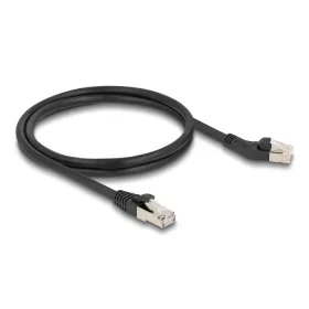   Delock RJ45 hálózati kábel Cat.6A S/FTP 45 -ben jobbra hajlított apa   egyenes apa 1 m, fekete (DL-80608)