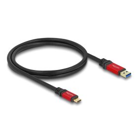   Delock USB 10 Gbps kábel USB A-típusú apa - USB Type-C  apa 1 m piros fém (DL-80617)