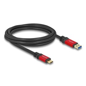   Delock USB 10 Gbps kábel USB A-típusú apa - USB Type-C  apa 2 m piros fém (DL-80618)