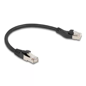   Delock RJ45 hálózati kábel Cat.8.1 S/FTP 45 -ben balra hajlított apa   egyenes apa, akár 40 Gbps, 0,25 m, fekete (DL-80734)