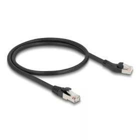  Delock RJ45 hálózati kábel Cat.8.1 S/FTP 45 -ben balra hajlított apa   egyenes apa, akár 40 Gbps, 0,5 m, fekete (DL-80749)
