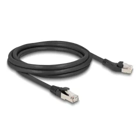   Delock RJ45 hálózati kábel Cat.8.1 S/FTP 45 -ben balra hajlított apa   egyenes apa, akár 40 Gbps, 2 m, fekete (DL-80753)