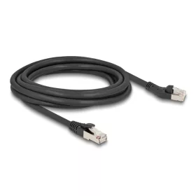   Delock RJ45 hálózati kábel Cat.8.1 S/FTP 45 -ben balra hajlított apa   egyenes apa, akár 40 Gbps, 3 m, fekete (DL-80754)