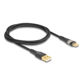   Delock USB 2.0 kábel A-típusú apa - USB Type-C  apa gyors töltővel 60 W áttetsző 1 m (DL-80760)