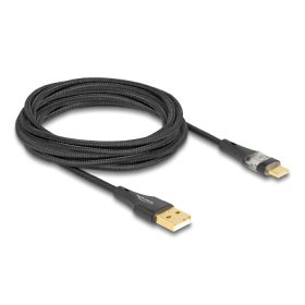   Delock USB 2.0 kábel A-típusú apa - USB Type-C  apa gyors töltővel 60 W áttetsző 3 m (DL-80762)