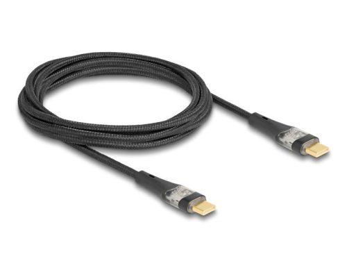 Delock Adat és gyors töltő kábel USB 2.0 USB Type-C  apa-aoa átlátszó PD 3.0 100 W 2 m