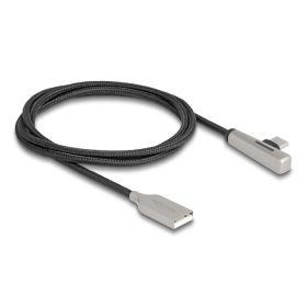   Delock Kábel USB 2.0 A-típusú apa - USB Type-C  apa hajlított, LED fénnyel és gyors töltő funkcióval 60 W 1 m (DL-80766)