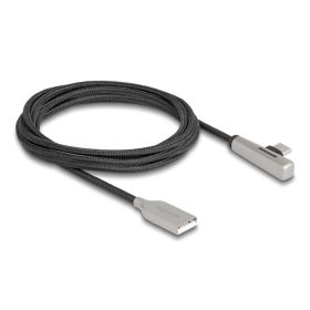  Delock Kábel USB 2.0 A-típusú apa - USB Type-C  apa hajlított, LED fénnyel és gyors töltő funkcióval 60 W 2 m (DL-80767)