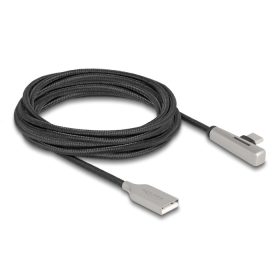   Delock Kábel USB 2.0 A-típusú apa - USB Type-C  apa hajlított, LED fénnyel és gyors töltő funkcióval 60 W 3 m (DL-80768)