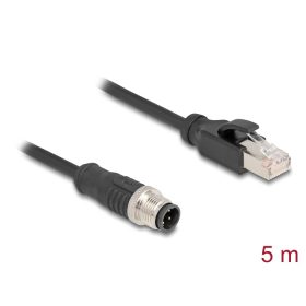   Delock Kábel M12 D kódolt 4 tűs apa - RJ45 apa PVC 5 m hosszú (DL-80852)