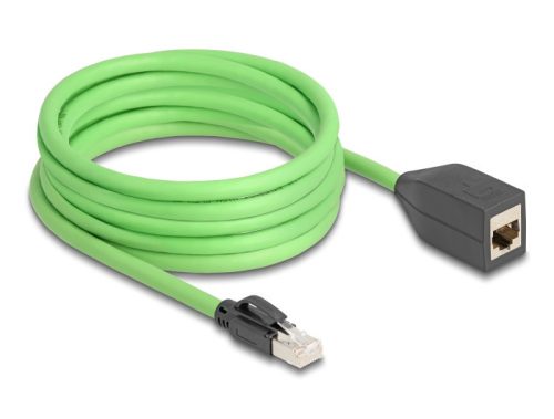 Delock RJ45 hálózat bővítő kábel Cat.6A apa - anya SF/UTP alkalmas kábelvezető láncokhoz PUR (TPU) 5 m zöld