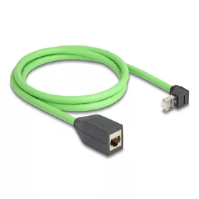   Delock RJ45 hálózat bővítő kábel Cat.6A apa felfelé néző csatlakozódugóval - anya SF/UTP alkalmas kábelvezető láncokhoz PUR (TPU) 1 m zöld (DL-80883)